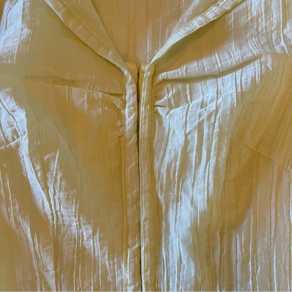 Light Yellow Button-Front Ruffled Collar Blouse - Picture 2 of 3